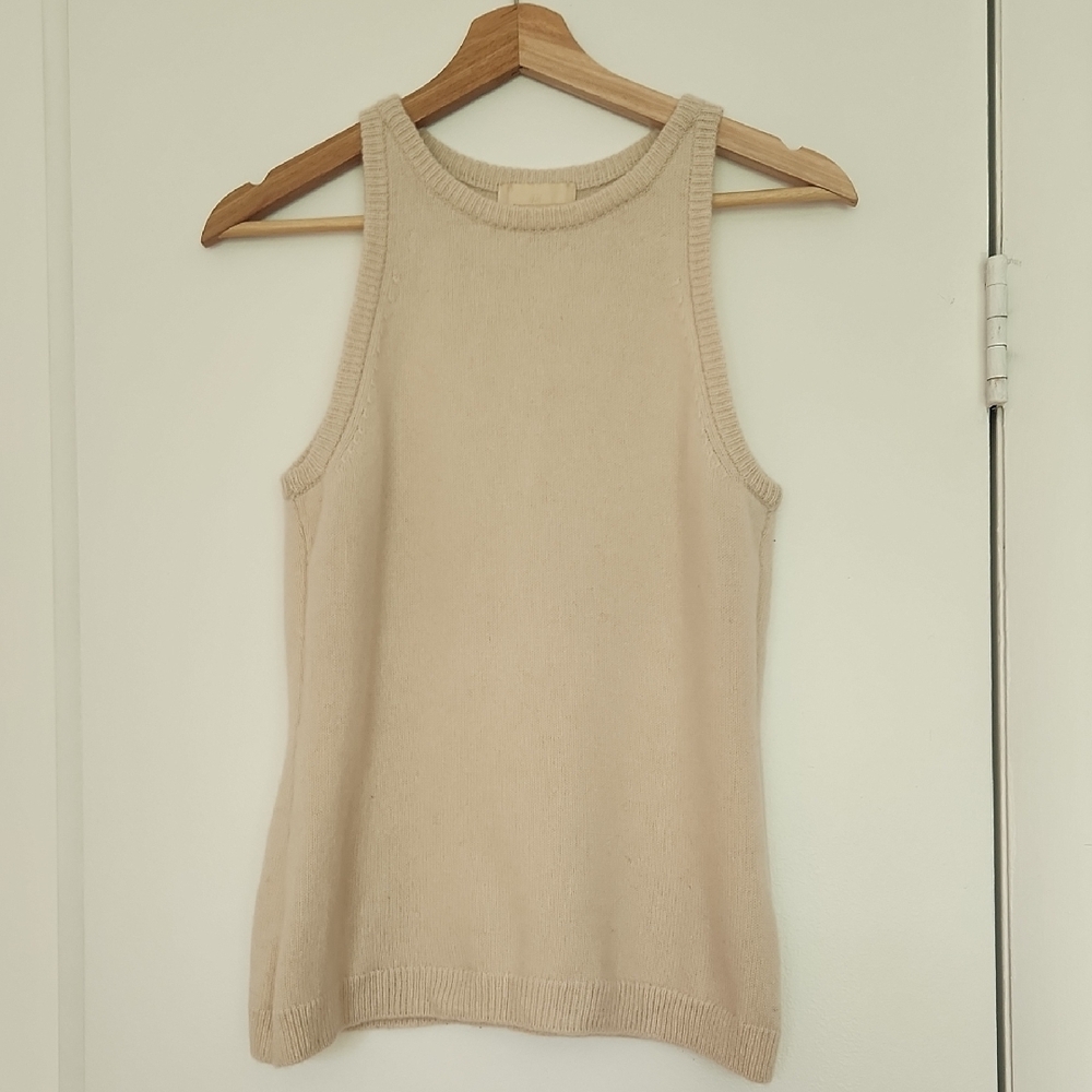 H&M Tan Ribbed Cashmere Sleeveless Tank Top